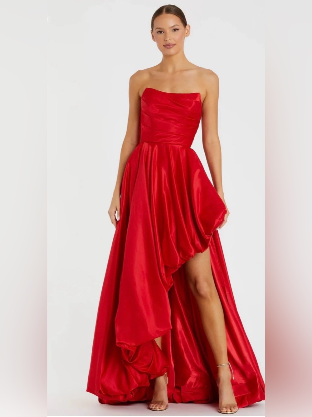 New Strapless Red Formal High-Low Gown